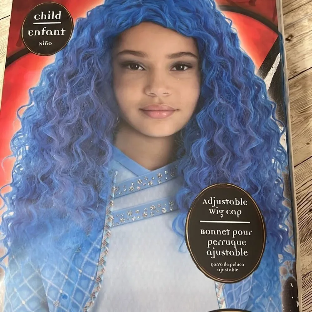 DESCENDANTS 4 The Rise of Red CHLOE WIG Child Blue Curly Hair Girls' Costume NWT